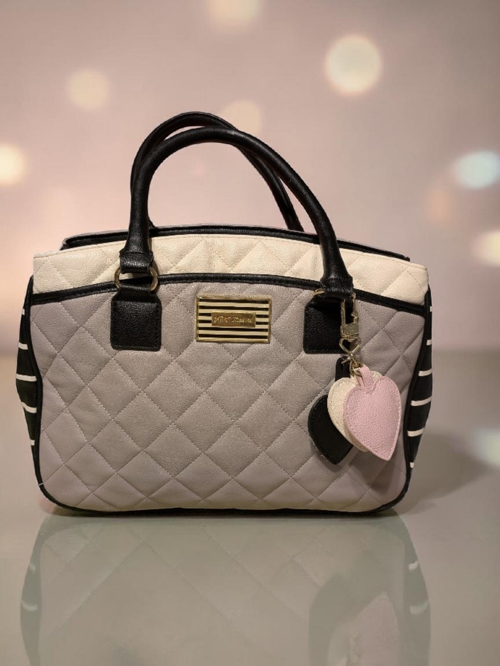 Betsy Johnson Stylish Set: Colorblocked Satchel @ Stripped Wallet Set. - Picture 5 of 16